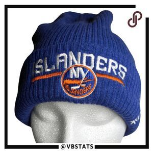 New York Islanders NHL Mens Wool Knit Beanie Hat Blue White Orange‎